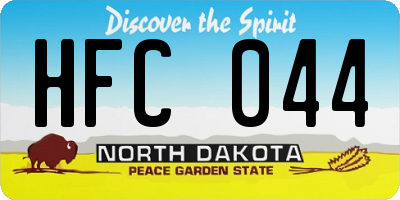 ND license plate HFC044