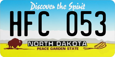 ND license plate HFC053