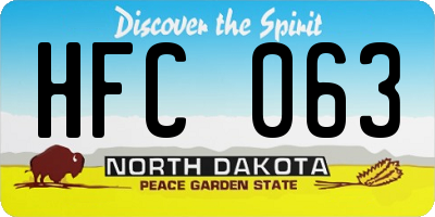 ND license plate HFC063