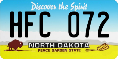 ND license plate HFC072