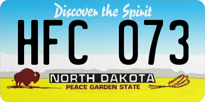 ND license plate HFC073