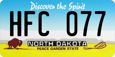 ND license plate HFC077