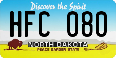 ND license plate HFC080