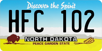 ND license plate HFC102