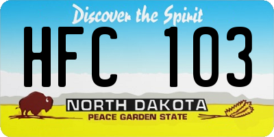 ND license plate HFC103