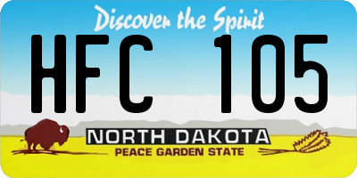 ND license plate HFC105