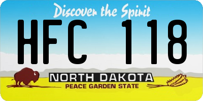 ND license plate HFC118