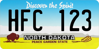 ND license plate HFC123