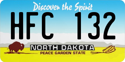 ND license plate HFC132