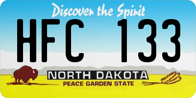 ND license plate HFC133