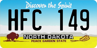 ND license plate HFC149