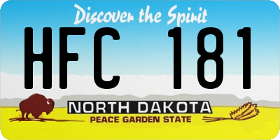 ND license plate HFC181