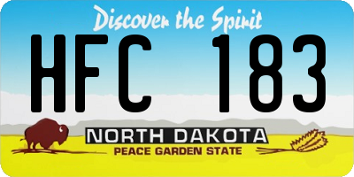 ND license plate HFC183