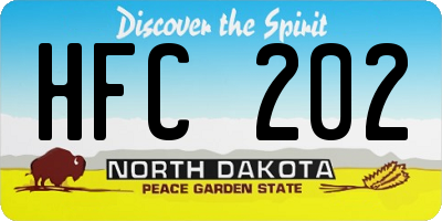 ND license plate HFC202