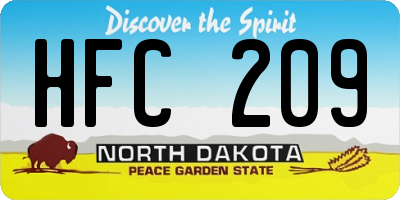 ND license plate HFC209