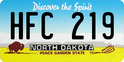 ND license plate HFC219