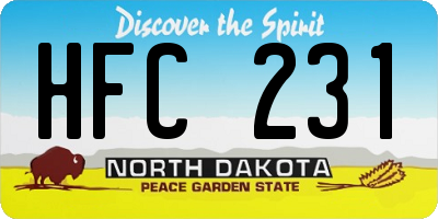 ND license plate HFC231