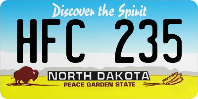 ND license plate HFC235