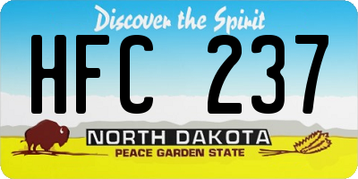 ND license plate HFC237