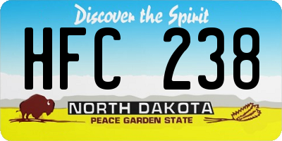 ND license plate HFC238