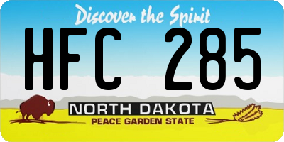 ND license plate HFC285