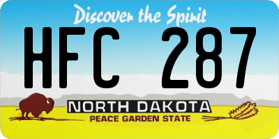 ND license plate HFC287