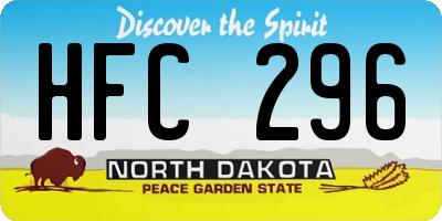 ND license plate HFC296