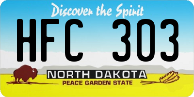 ND license plate HFC303