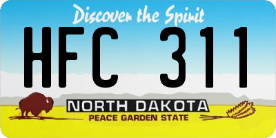 ND license plate HFC311