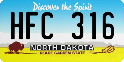 ND license plate HFC316