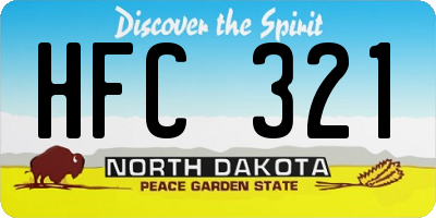 ND license plate HFC321