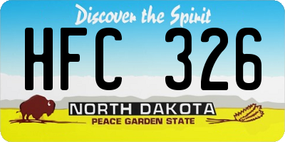 ND license plate HFC326