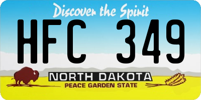 ND license plate HFC349