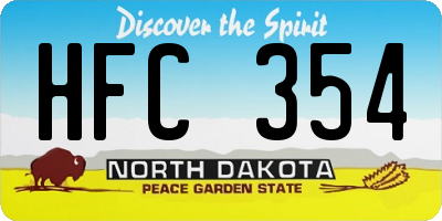 ND license plate HFC354
