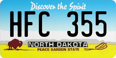 ND license plate HFC355