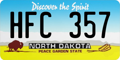 ND license plate HFC357