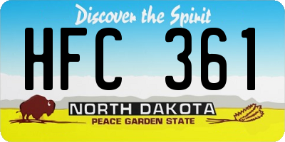 ND license plate HFC361