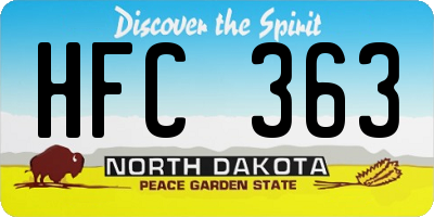 ND license plate HFC363