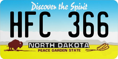 ND license plate HFC366