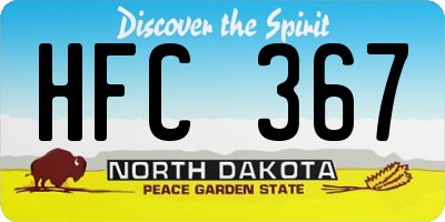 ND license plate HFC367