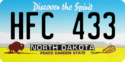 ND license plate HFC433