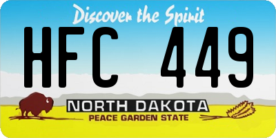 ND license plate HFC449