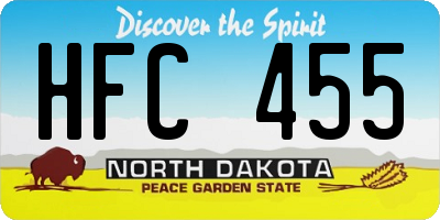 ND license plate HFC455