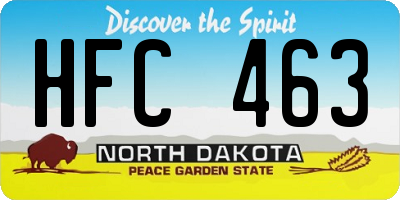 ND license plate HFC463