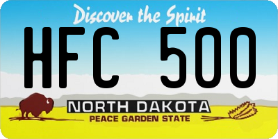 ND license plate HFC500