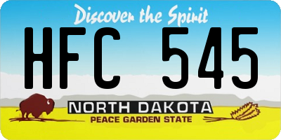 ND license plate HFC545