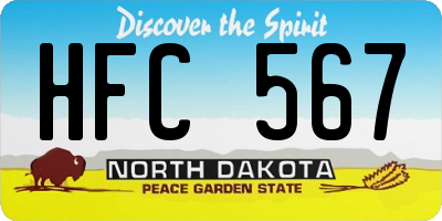 ND license plate HFC567