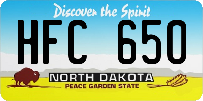 ND license plate HFC650
