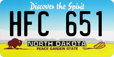 ND license plate HFC651