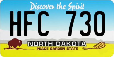 ND license plate HFC730